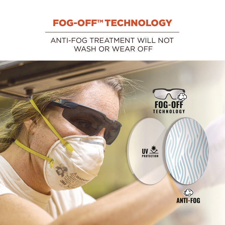 Skullerz DELLENGER Anti-Fog Safety Glasses with Adjustable Temples, Black Nylon Impact Frame, Smoke Polycarbonate Lens
