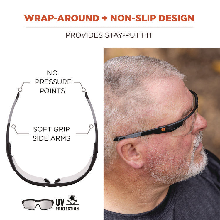 Skullerz DELLENGER Safety Glasses, Adjustable Temples, Black Frame, Indoor/Outdoor Polycarbonate Lens