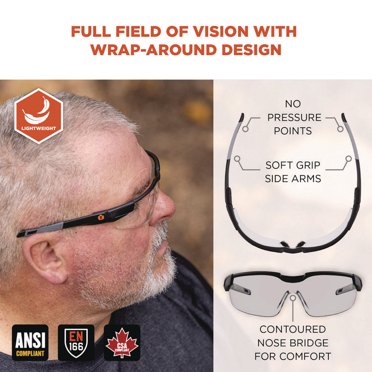Skullerz DELLENGER Anti-Fog Safety Glasses with Adjustable Temples,Black Nylon Impact Frame,Indoor/Outdoor Polycarbonate Lens