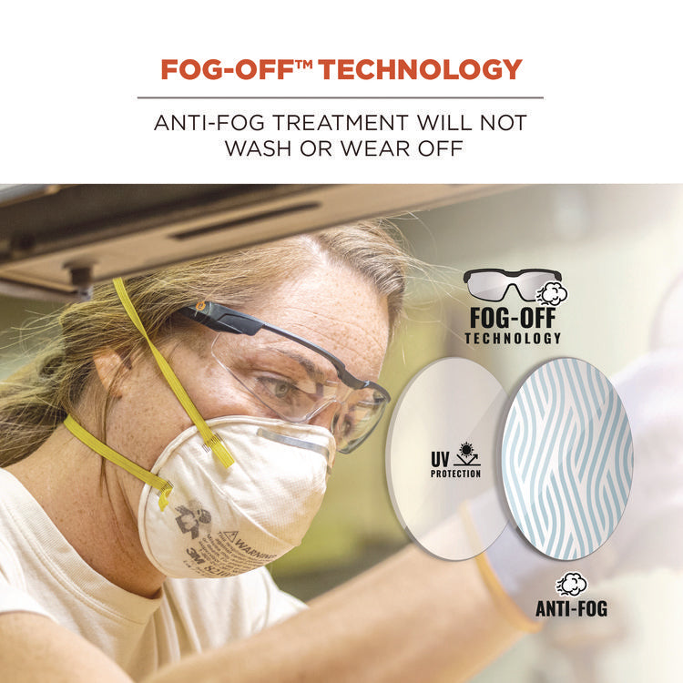 Skullerz DELLENGER Anti-Fog Safety Glasses with Adjustable Temples,Black Nylon Impact Frame,Indoor/Outdoor Polycarbonate Lens