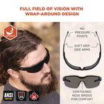 Skullerz DELLENGER Anti-Scratch/Enhanced Anti-Fog Safety Glasses w/ Adjustable Temples, Black Frame, Smoke Polycarbonate Lens