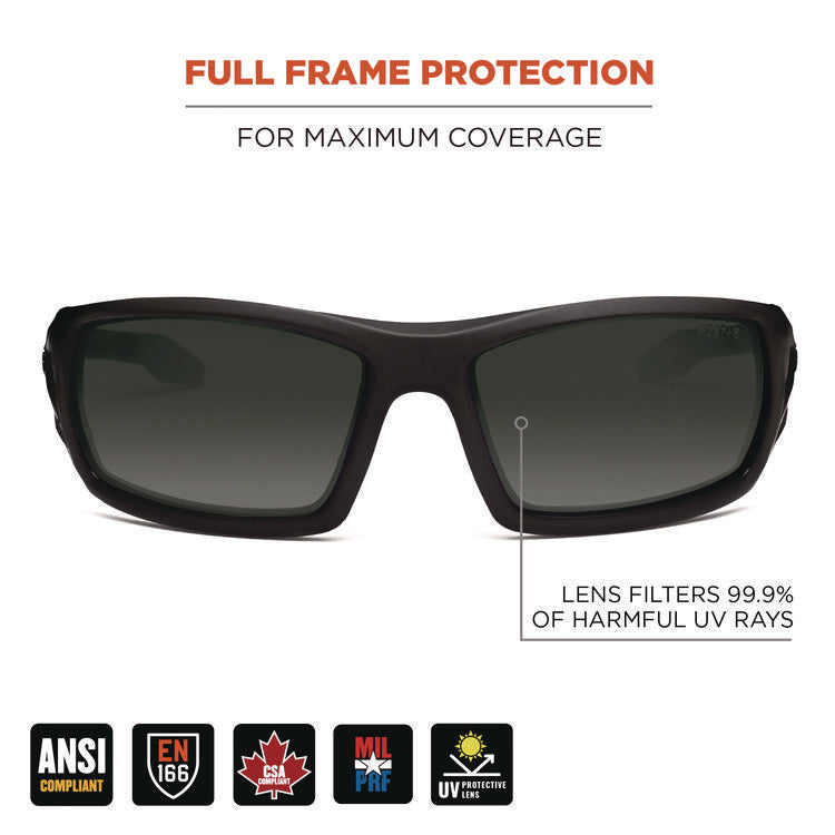 Skullerz ODIN Anti-Scratch and Enhanced Anti-Fog Safety Glasses, Black Nylon Impact Frame, Smoke Polycarbonate Lens
