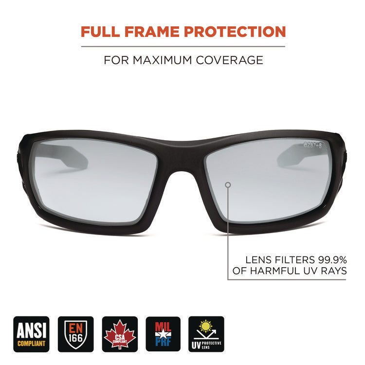 Skullerz ODIN Anti-Scratch/Enhanced Anti-Fog Safety Glasses, Nylon Impact Black Frame, Indoor/Outdoor Polycarbonate Lens
