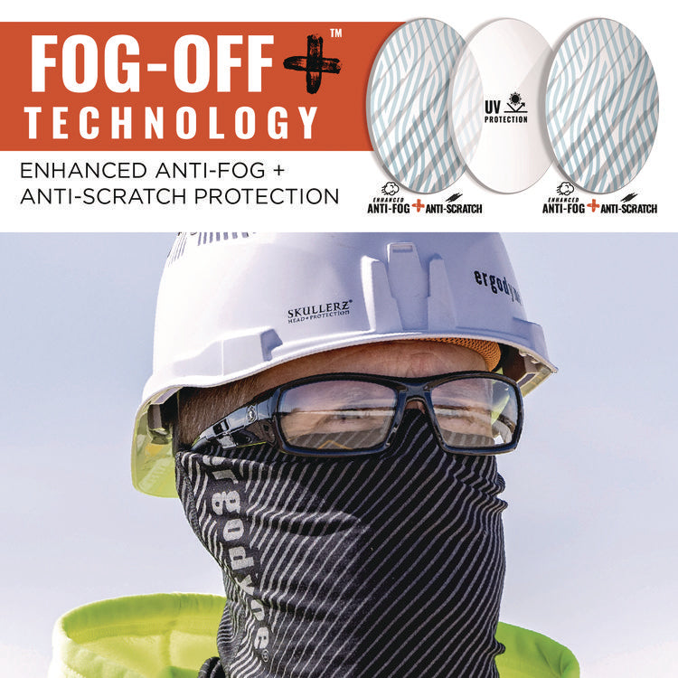 Skullerz ODIN Anti-Scratch/Enhanced Anti-Fog Safety Glasses, Nylon Impact Black Frame, Indoor/Outdoor Polycarbonate Lens