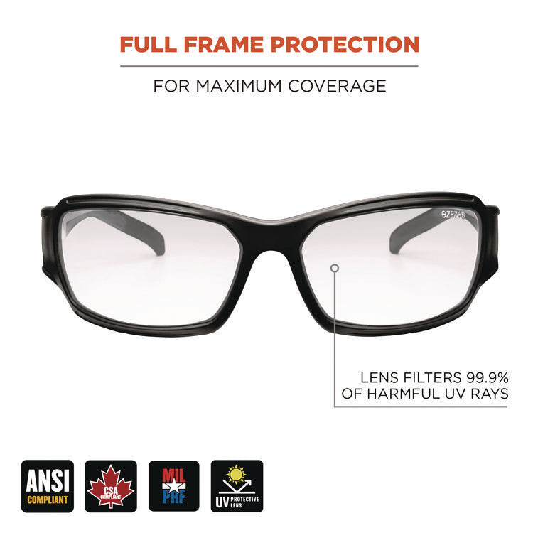 Skullerz THOR Anti-Scratch and Enhanced Anti-Fog Safety Glasses, Black Nylon Impact Frame, Clear Polycarbonate Lens