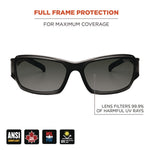 Skullerz THOR Anti-Scratch and Enhanced Anti-Fog Safety Glasses, Black Nylon Impact Frame, Smoke Polycarbonate Lens