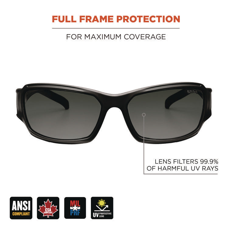 Skullerz THOR Anti-Scratch and Enhanced Anti-Fog Safety Glasses, Black Nylon Impact Frame, Smoke Polycarbonate Lens