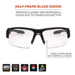 Skullerz DAGR Anti-Scratch and Enhanced Anti-Fog Safety Glasses, Black Nylon Impact Frame, Clear Polycarbonate Lens