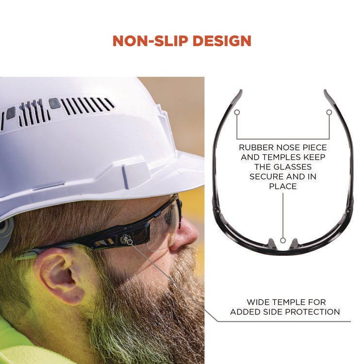Skullerz DAGR Anti-Scratch and Enhanced Anti-Fog Safety Glasses, Black Nylon Impact Frame, Clear Polycarbonate Lens