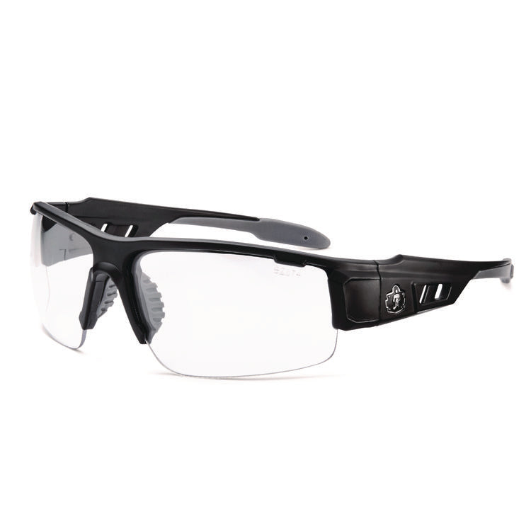Skullerz DAGR Anti-Scratch and Enhanced Anti-Fog Safety Glasses, Black Nylon Impact Frame, Clear Polycarbonate Lens