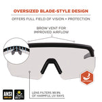 Skullerz AEGIR Safety Glasses, Matte Black Nylon Impact Frame, Clear Polycarbonate Lens