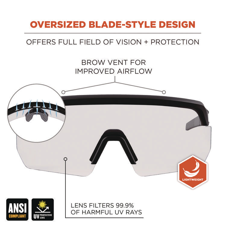 Skullerz AEGIR Safety Glasses, Matte Black Nylon Impact Frame, Clear Polycarbonate Lens