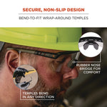 Skullerz AEGIR Safety Glasses, Matte Black Nylon Impact Frame, Clear Polycarbonate Lens