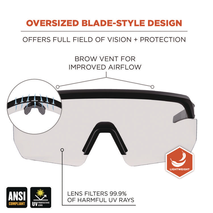 Skullerz AEGIR Anti-Scratch/Enhanced Anti-Fog Safety Glasses, Black Nylon Impact Frame, Clear Polycarbonate Lens