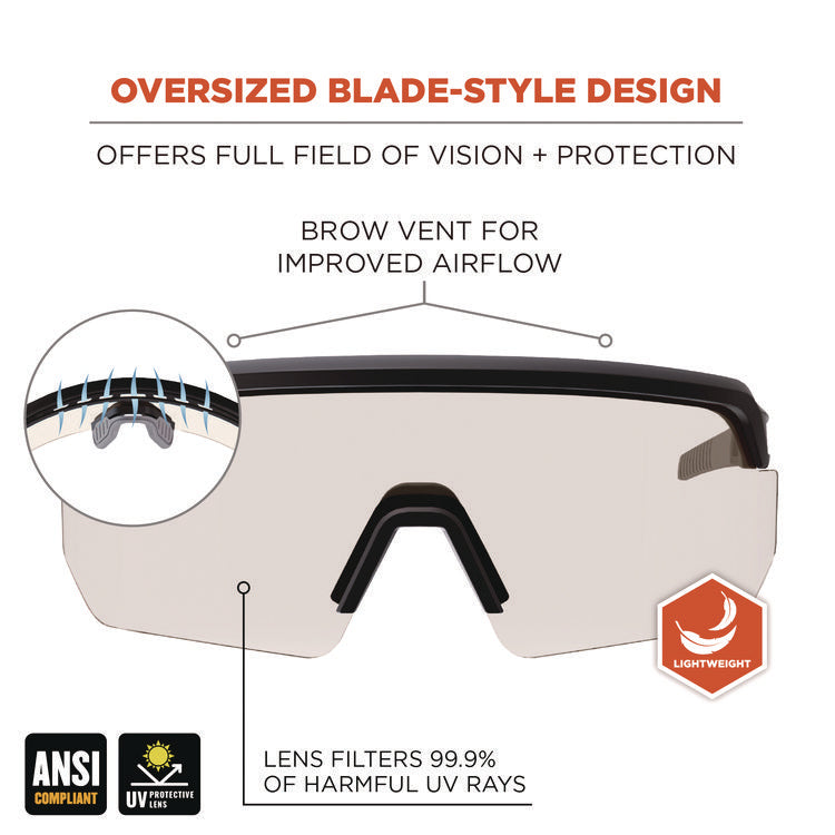 Skullerz AEGIR Safety Glasses, Matte Black Nylon Impact Frame, Indoor/Outdoor Polycarbonate Lens