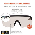 Skullerz AEGIR Anti-Scratch/Enhanced Anti-Fog Safety Glasses, Black Nylon Impact Frame, Indoor/Outdoor Polycarbonate Lens