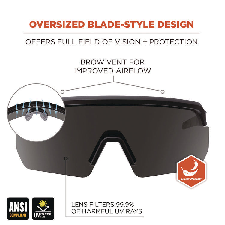 Skullerz AEGIR Safety Glasses, Matte Black Nylon Impact Frame, Smoke Polycarbonate Lens