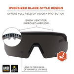 Skullerz AEGIR Anti-Scratch/Enhanced Anti-Fog Safety Glasses, Black Nylon Impact Frame, Smoke Polycarbonate Lens