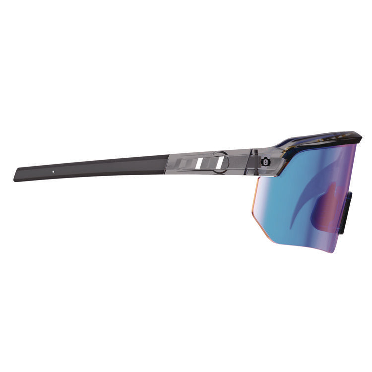Skullerz AEGIR Anti-Scratch/Anti-Fog Safety Glasses, Clear Smoke Nylon Impact Frame, Blue Mirror Polycarbonate Lens