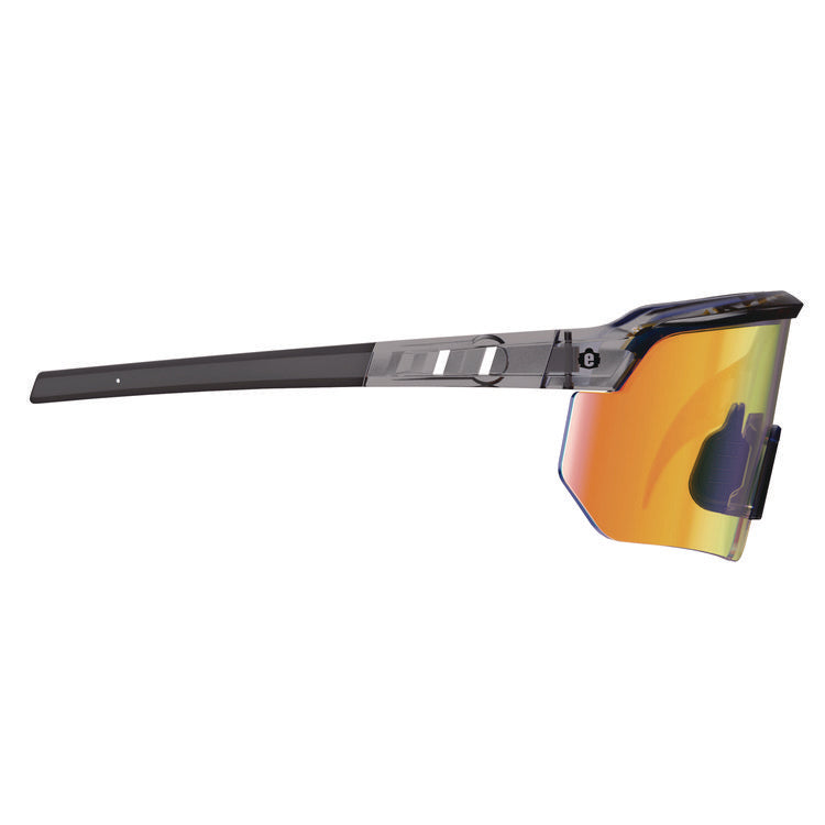 Skullerz AEGIR Anti-Scratch/Anti-Fog Safety Glasses, Clear Smoke Nylon Impact Frame, Orange Mirror Polycarbonate Lens