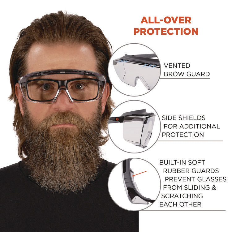Skullerz OSMIN Safety Glasses, Matte Black Polycarbonate Frame, Clear Polycarbonate Lens