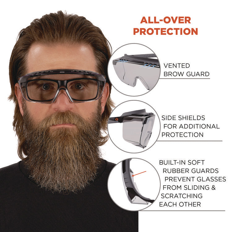 Skullerz OSMIN Safety Glasses, Matte Black Polycarbonate Frame, Indoor/Outdoor Polycarbonate Lens