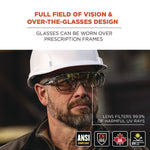 Skullerz OSMIN Anti-Scratch/Anti-Fog Safety Glasses, Matte Black Polycarbonate Frame, Indoor/Outdoor Polycarbonate Lens