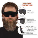 Skullerz OSMIN Safety Glasses, Matte Black Polycarbonate Frame, Smoke Polycarbonate Lens