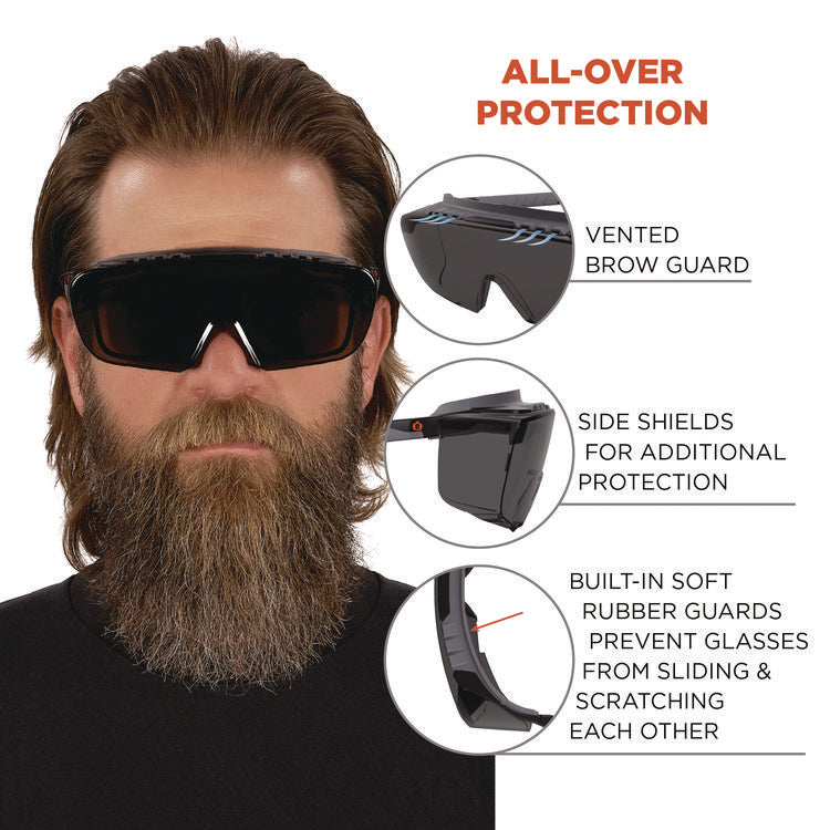 Skullerz OSMIN Safety Glasses, Matte Black Polycarbonate Frame, Smoke Polycarbonate Lens