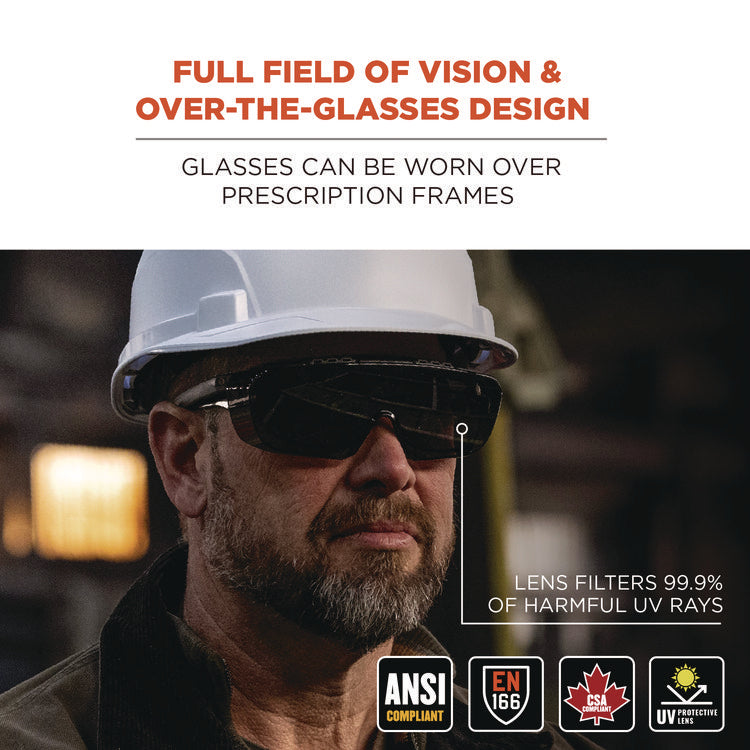 Skullerz OSMIN Anti-Scratch/Anti-Fog Safety Glasses, Matte Black Polycarbonate Frame, Smoke Polycarbonate Lens