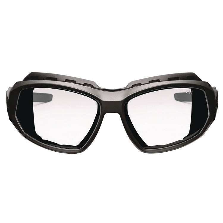 Skullerz LOKI Anti-Scratch/Anti-Fog Convertible Safety Spoggles with Strap, Matte Black Frame, Clear Polycarbonate Lens