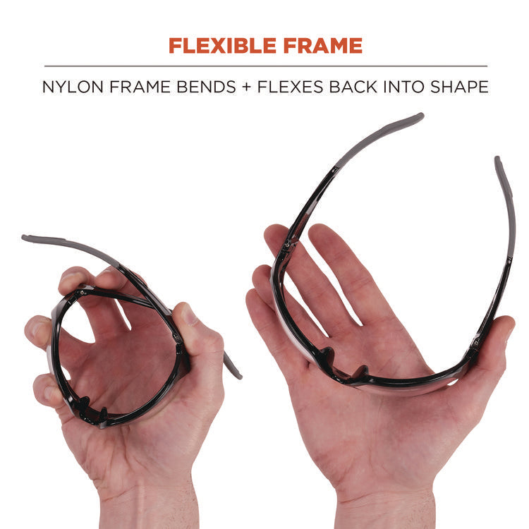 Skullerz BALDR Anti-Scratch/Anti-Fog Safety Glasses, Matte Black Nylon Impact Frame, Clear Polycarbonate Lens
