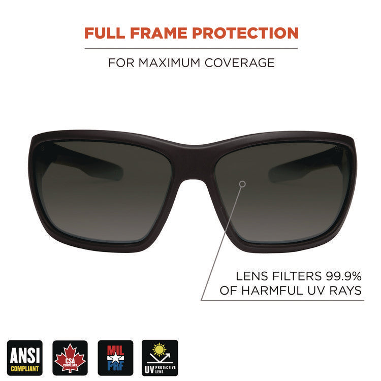 Skullerz BALDR Anti-Scratch/Anti-Fog Safety Glasses, Matte Black Nylon Impact Frame, Smoke Polycarbonate Lens