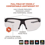 Skullerz SKOLL Anti-Scratch/Anti-Fog Safety Glasses, Matte Black Nylon Impact Frame, Clear Polycarbonate Lens
