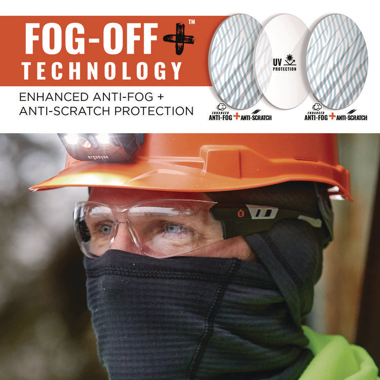 Skullerz SAGA Anti-Scratch/Enhanced Anti-Fog Safety Glasses, Matte Black Frameless, Clear Polycarbonate Lens