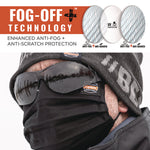 Skullerz SAGA Anti-Scratch/Enhanced Anti-Fog Safety Glasses, Matte Black Frameless, Smoke Polycarbonate Lens
