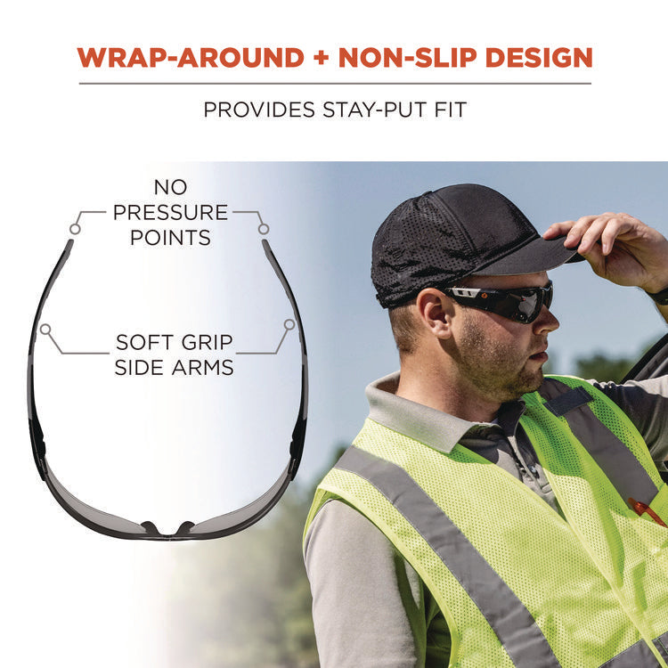 Skullerz SAGA Anti-Scratch/Anti-Fog Safety Glasses, Matte Black Frameless, Indoor/Outdoor Polycarbonate Lens