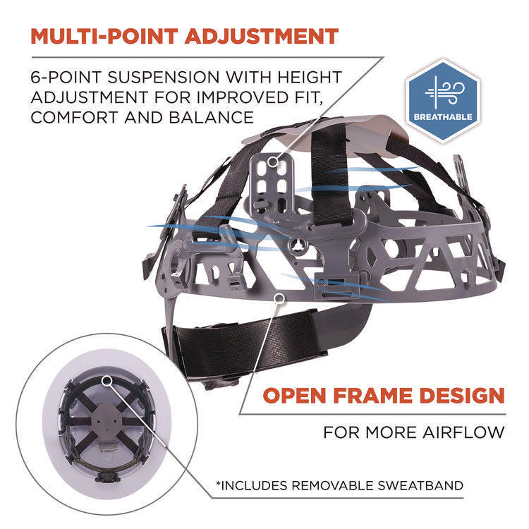 Skullerz 8968 Class C Lightweight Full Brim Hard Hat, Adjustable Venting, 6-Point Rachet Suspension, White