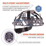 Skullerz 8969 Class E Lightweight Full Brim Hard Hat, 6-Point Rachet Suspension, White