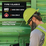 Skullerz 8969 Class E Lightweight Full Brim Hard Hat, 6-Point Rachet Suspension, Lime