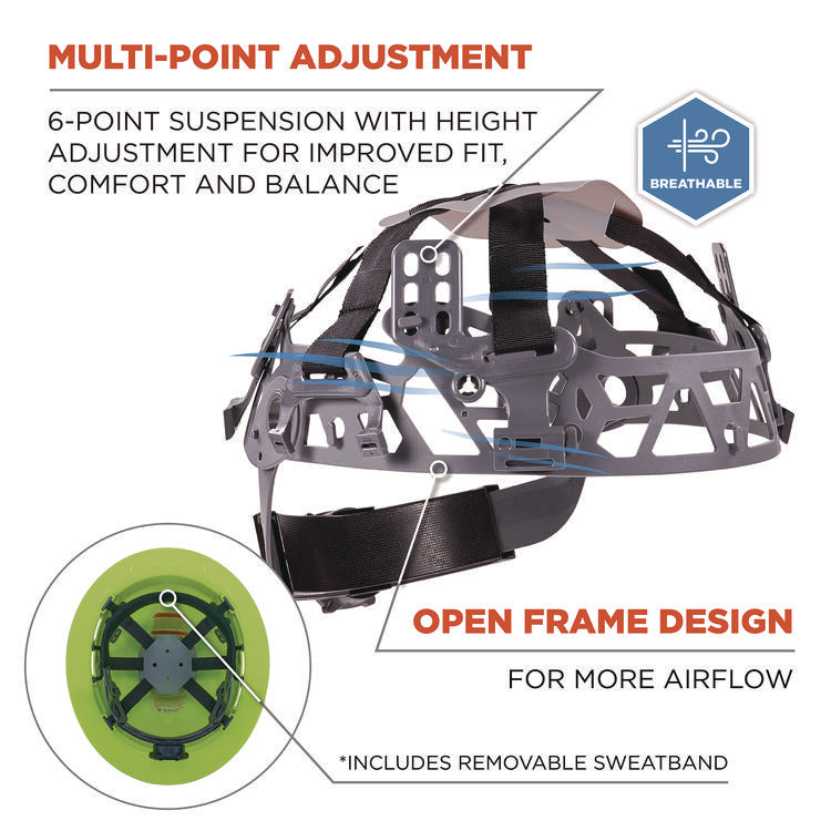 Skullerz 8969 Class E Lightweight Full Brim Hard Hat, 6-Point Rachet Suspension, Lime