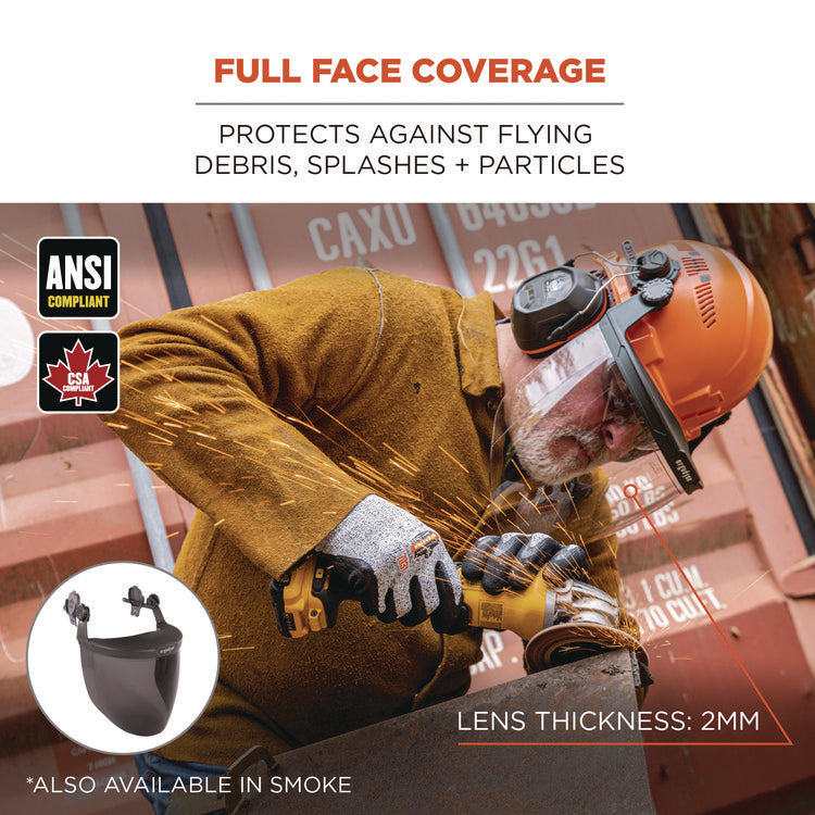 Skullerz 8994 Anti-Scratch/Anti-Fog Hard Hat Face Shield, Cap-Style/Safety Helmet Adapter, Clear Lens
