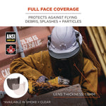 Skullerz 8998 Anti-Scratch/Anti-Fog Face Shield Replacement for Full Brim Hard Hat, Smoke Lens