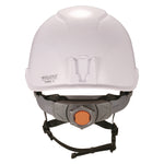 Skullerz 8976LED Class E Safety Helmet with LED Light, 6-Point Rachet Suspension, White