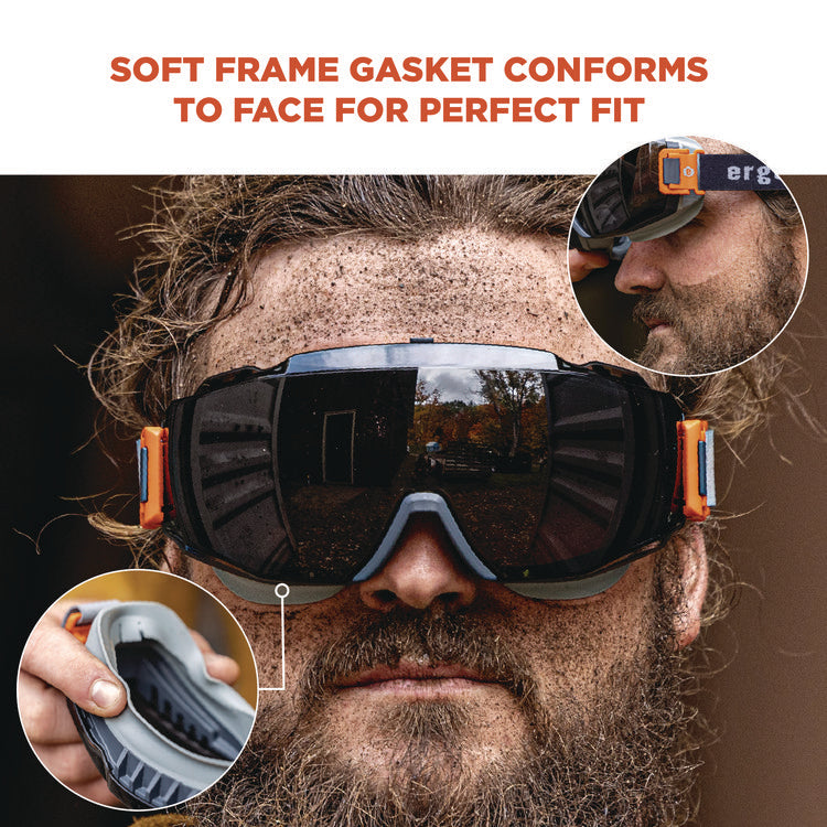 Skullerz MODI OTG Anti-Scratch and Enhanced Anti-Fog Safety Goggles with Elastic Strap, Smoke Lens