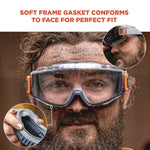 Skullerz MODI OTG Anti-Scratch and Enhanced Anti-Fog Safety Goggles with Neoprene Strap, Clear Lens