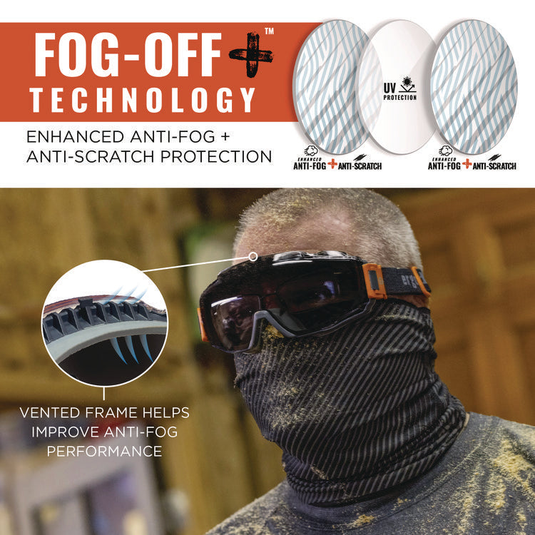 Skullerz MODI OTG Anti-Scratch and Enhanced Anti-Fog Safety Goggles with Neoprene Strap, Smoke Lens