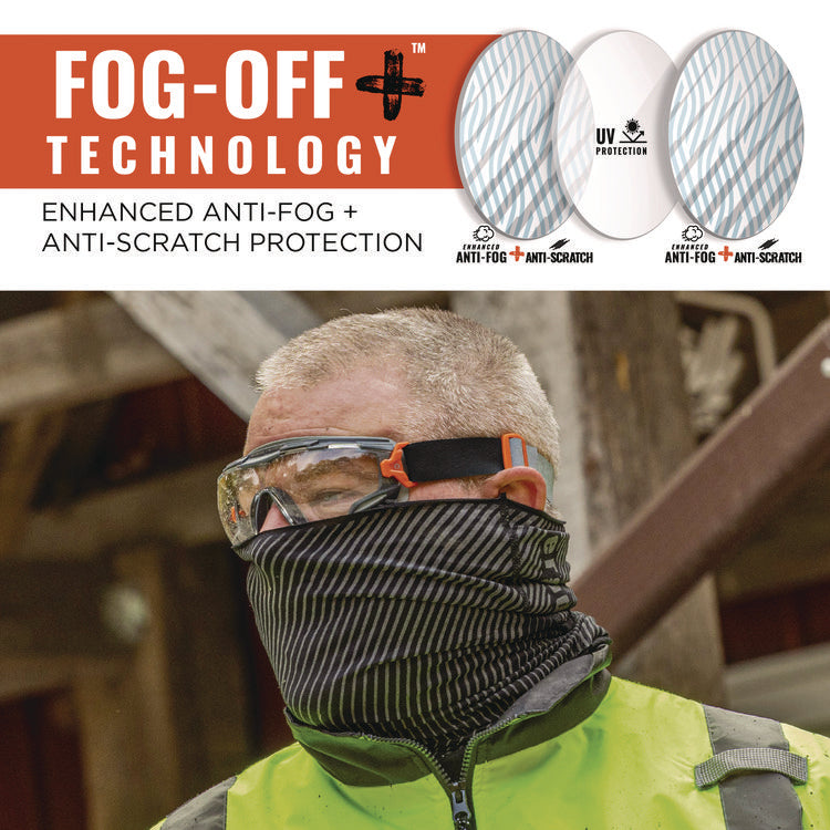 Skullerz ARKYN Anti-Scratch and Enhanced Anti-Fog Safety Goggles with Elastic Strap, Clear