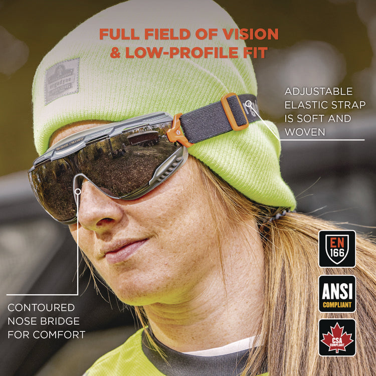 Skullerz ARKYN Anti-Scratch and Enhanced Anti-Fog Safety Goggles with Elastic Strap, Smoke