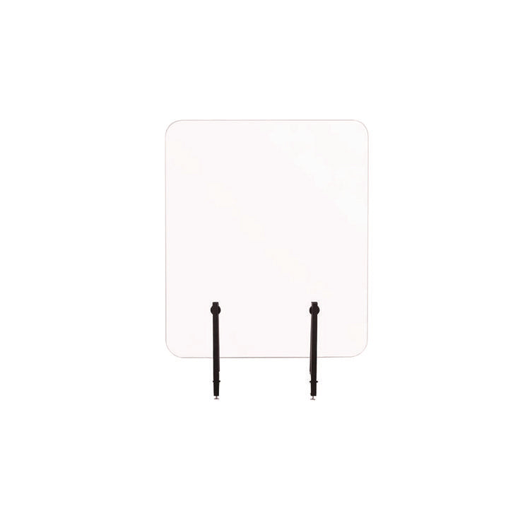 Protector Series Frameless Glass Desktop Divider, 35.4 X 0.16 X 35.4, Clear/aluminum